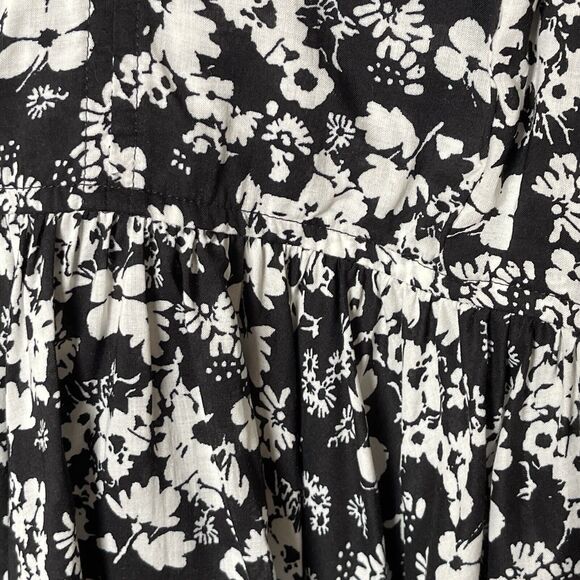 Express Black White Floral Strappy Tank Top Side Zip Medium - Picture 3 of 6